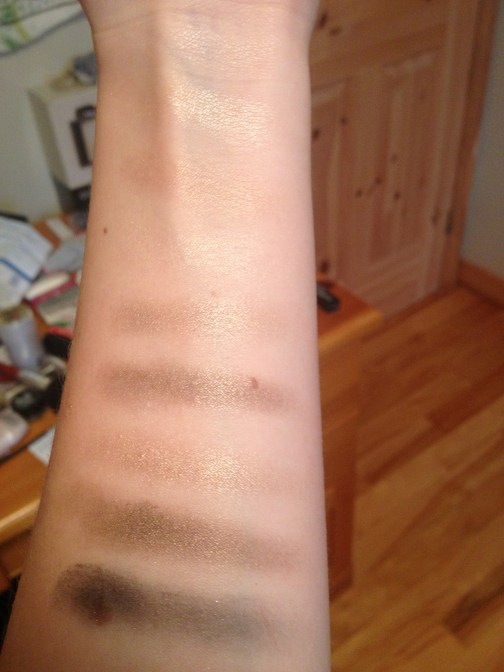 Physician's Formula Nude Eyes Palette swatched from the right at the top to the left at the bottom
