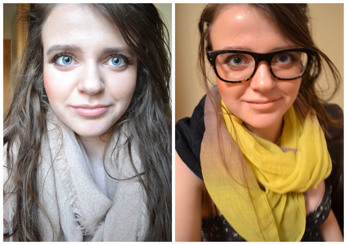 the full face featuring a touch of powder in the t-zone | the face untouched 12 hours later minus lipstick